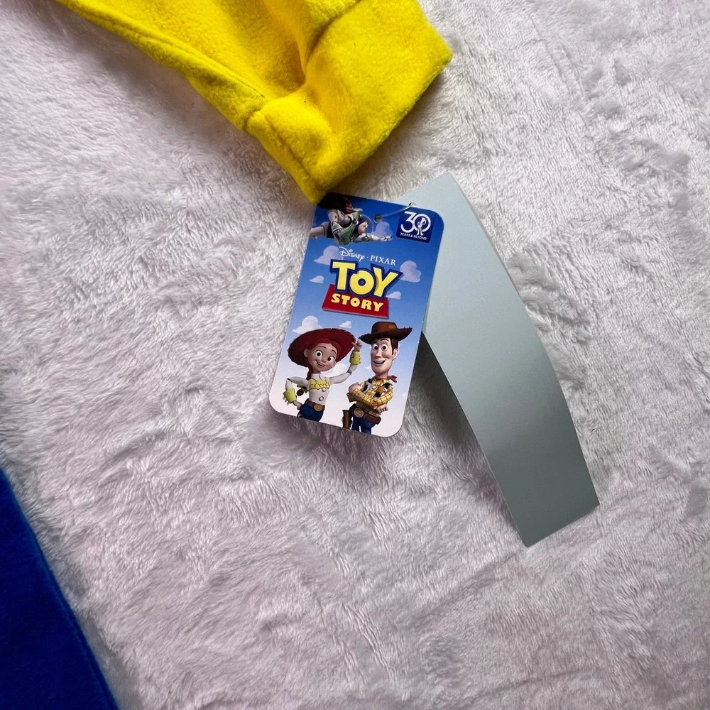 Disney Toy Story Woody Kids Hooded One Piece Pajamas Union Suit Blue Yellow S